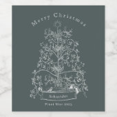 Vintage kerstboom wijn etiket (Enkel label)