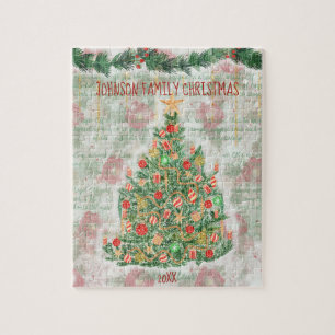 Vintage kerstboomfamilie - Kerstmis Legpuzzel
