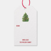 Vintage kerstboomfeestdag cadeaulabel (Achterkant)