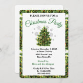 Vintage kerstboomfeestdag uitnodiging (Voorkant / Achterkant)