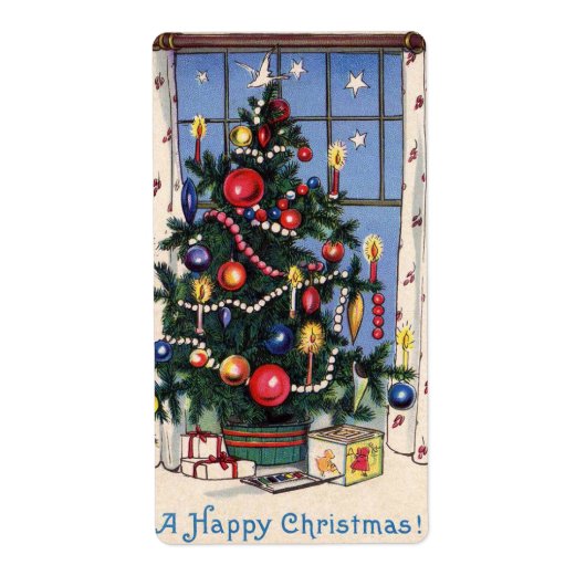 Vintage kerstboomlabels etiket (Voorkant)