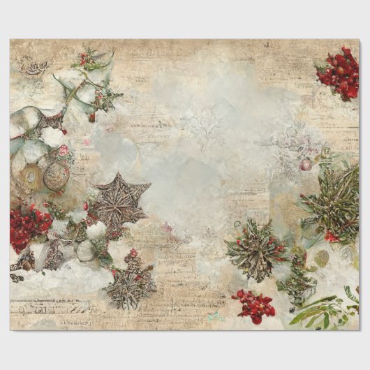 Vintage kerstboompapier cadeaupapier (Vlak)