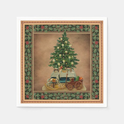 Vintage kerstboompapier servet (Voorkant)