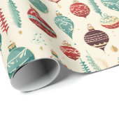 Vintage kerstboomversieringen cadeaupapier (Rol Hoek)