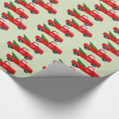 Vintage kerstboomwagen cadeaupapier (Hoek)