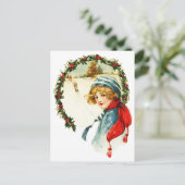 Vintage kerstboy briefkaart (Staand voorkant)