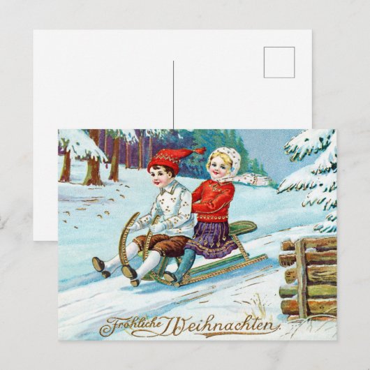 Vintage-kerstBriefkaart Briefkaart (Voorkant / Achterkant)