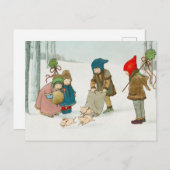 Vintage-kerstBriefkaart Feestdagenkaart (Voorkant / Achterkant)