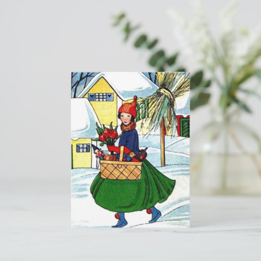 Vintage-kerstBriefkaart Feestdagenkaart (Staand voorkant)