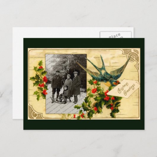 Vintage-kerstBriefkaart Feestdagenkaart (Voorkant / Achterkant)