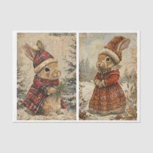 Vintage Kerstbunnies - 2 design per vel Tissuepapier