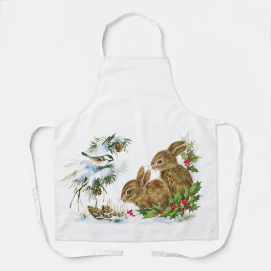 Vintage kerstbunnies schort (Voorkant)
