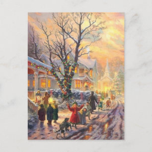 Vintage-kerstbuurt Feestdagenkaart