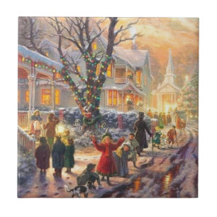 Vintage-kerstbuurt Tegeltje