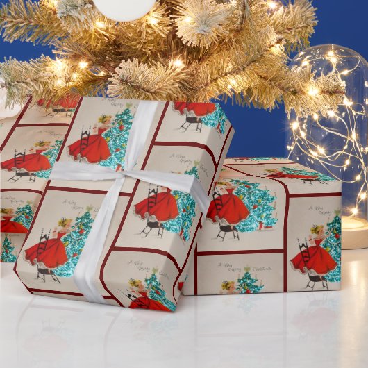 Vintage kerstcadeau-droogboom cadeaupapier (Feestdagen)