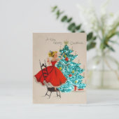 Vintage kerstcadeau-droogboom feestdagenkaart (Staand voorkant)