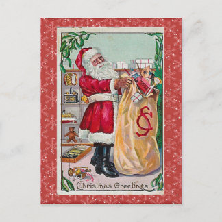 Vintage kerstcadeau feestdagenkaart
