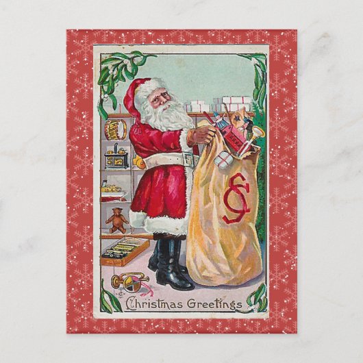 Vintage kerstcadeau feestdagenkaart (Voorkant)