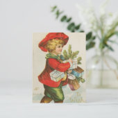Vintage kerstcadeau kind feestdagenkaart (Staand voorkant)