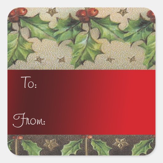 Vintage kerstcadeau Label Sticker (Voorkant)