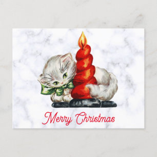 Vintage-kerstcadeau voor Kitten Cat Briefkaart
