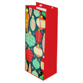 Vintage kerstcadeau wijn cadeautas (Voorkant Gekanteld)