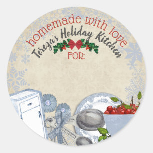 Vintage kerstcadeaubehandelingen op maat ronde sticker