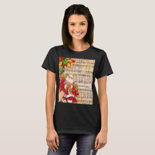 Vintage-kerstcadeaumuziek en kerstman t-shirt