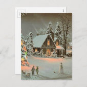 Vintage kerstcadeaus feestdagenkaart (Voorkant / Achterkant)