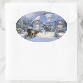 Vintage kerstcadeaus ovale sticker (Tas)