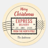 Vintage-kerstcadeausticker Ronde Sticker (Voorkant)