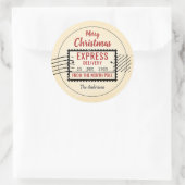 Vintage-kerstcadeausticker Ronde Sticker (Tas)
