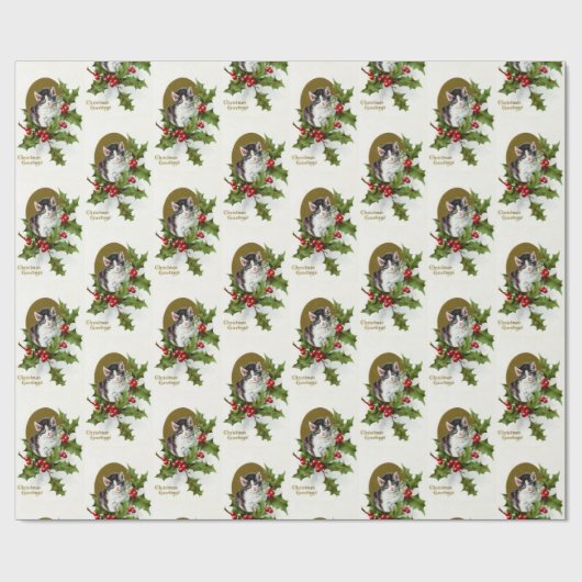 Vintage kerstcadeautje cadeaupapier (Vlak)