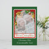 Vintage-kerstcadefotosjabloon Briefpapier (Staand voorkant)