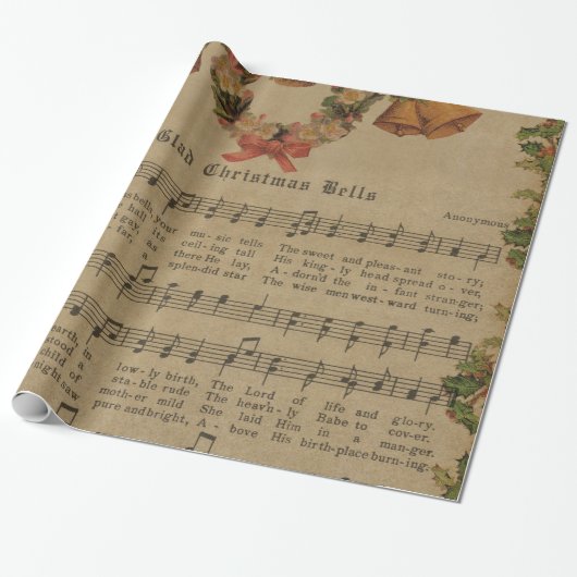 Vintage kerstcarol — Muziekblad Cadeaupapier (Uitgerold)