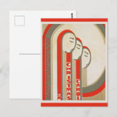 Vintage-kerstcarol WPA-retro Briefkaart (Voorkant / Achterkant)
