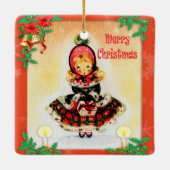 Vintage KerstCaroler Keramisch Ornament (Achterkant)