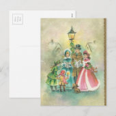 Vintage KerstCarolers Feestdagenkaart (Voorkant / Achterkant)