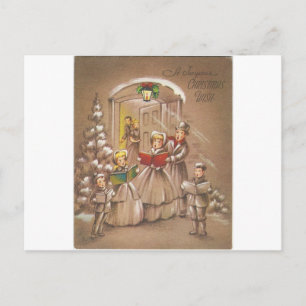 Vintage KerstCarolers Feestdagenkaart