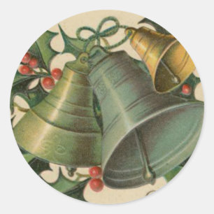 Vintage-kerstcellen en Holly Ronde Sticker
