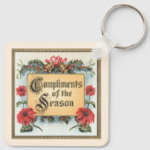 Vintage-kerstdagen in een Lijst Sleutelhanger (Achterkant)