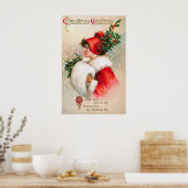 Vintage kerstdame Holiday poster (Keuken)