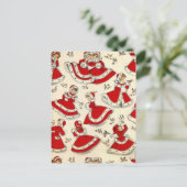 Vintage kerstdansmeisjes feestdagenkaart (Staand voorkant)