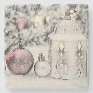 Vintage kerstdecoratie-Ornamenten Stenen Onderzetter
