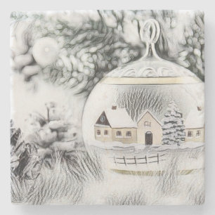 Vintage kerstdecoratie Ornamenten Stone Coa Stenen Onderzetter