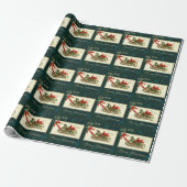 Vintage kerstdij, Mistletoe Snowflakes Cadeaupapier (Uitgerold)