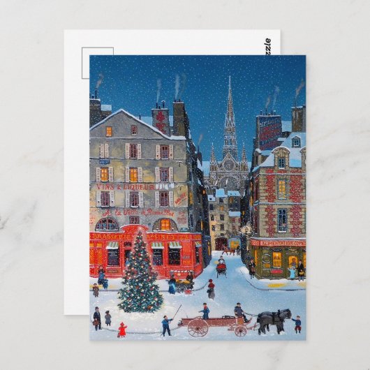 Vintage kerstdorp briefkaart (Voorkant / Achterkant)