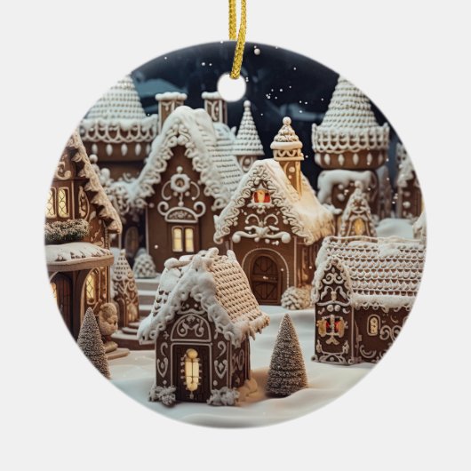 Vintage kerstdorp keramisch ornament (Voorkant)