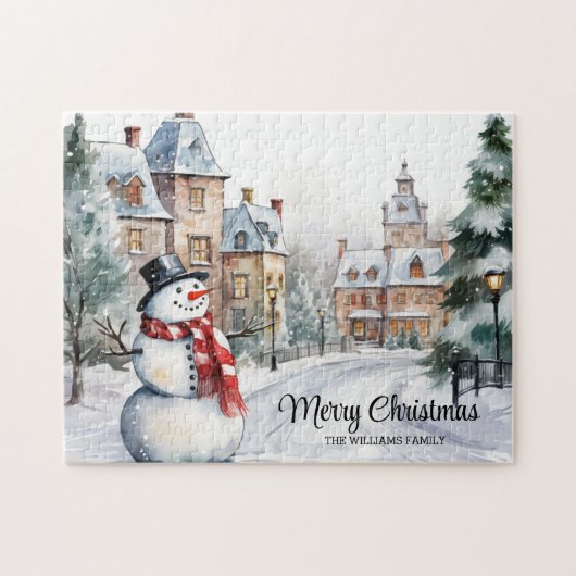 Vintage-kerstdorp Scene Legpuzzel (Horizontaal)