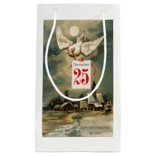 Vintage kerstdove klein cadeauzakje (Voorkant)